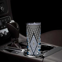 Blue Aotearoa Tukutuku and Poutama Motif Skinny Tumbler LT03 - Polynesian Pride