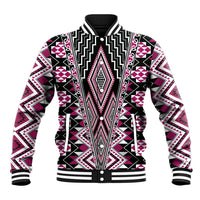 Pink Aotearoa Tukutuku and Poutama Motif Baseball Jacket LT03 Unisex Pink - Polynesian Pride