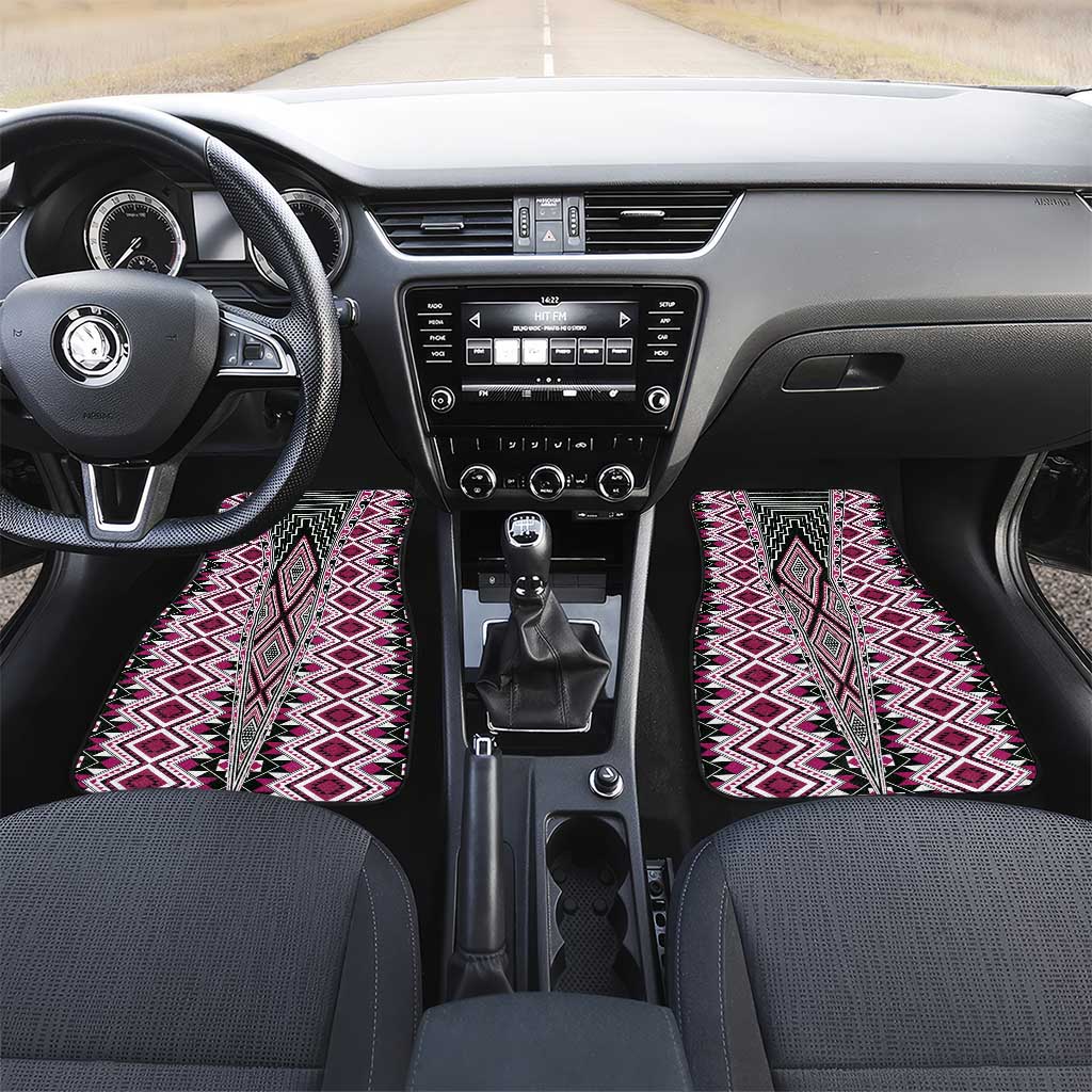 Pink Aotearoa Tukutuku and Poutama Motif Car Mats
