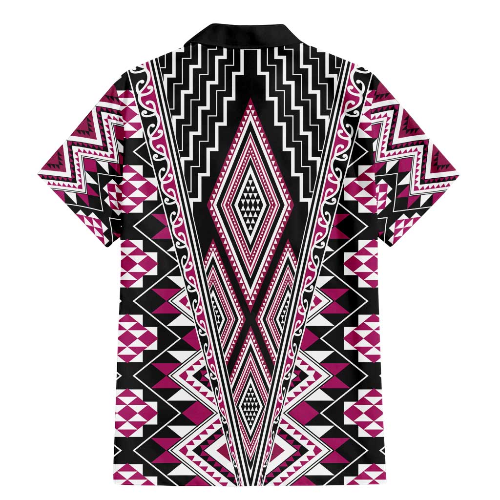 Pink Aotearoa Tukutuku and Poutama Motif Family Matching Mermaid Dress and Hawaiian Shirt LT03 - Polynesian Pride