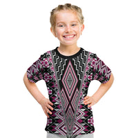 Pink Aotearoa Tukutuku and Poutama Motif Kid T Shirt LT03 Pink - Polynesian Pride