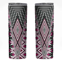 Pink Aotearoa Tukutuku and Poutama Motif Skinny Tumbler LT03 Pink - Polynesian Pride