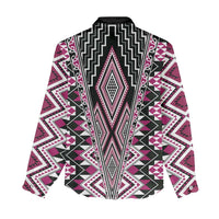 Pink Aotearoa Tukutuku and Poutama Motif Women Casual Shirt LT03 - Polynesian Pride