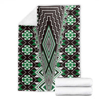 Green Aotearoa Tukutuku and Poutama Motif Blanket LT03 - Polynesian Pride