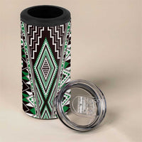 Green Aotearoa Tukutuku and Poutama Motif 4 in 1 Can Cooler Tumbler LT03 - Polynesian Pride
