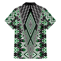 Green Aotearoa Tukutuku and Poutama Motif Family Matching Puletasi and Hawaiian Shirt LT03 - Polynesian Pride