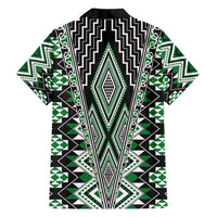 Green Aotearoa Tukutuku and Poutama Motif Hawaiian Shirt