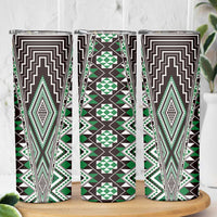 Green Aotearoa Tukutuku and Poutama Motif Skinny Tumbler LT03 - Polynesian Pride