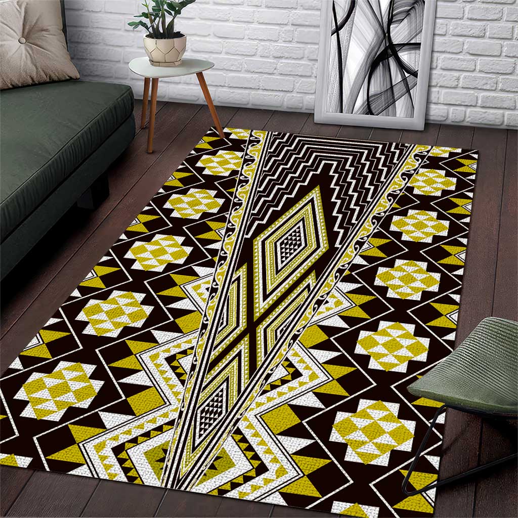 Yellow Aotearoa Tukutuku and Poutama Motif Area Rug LT03 Yellow - Polynesian Pride