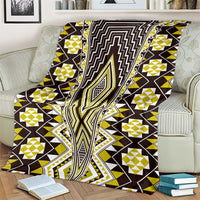Yellow Aotearoa Tukutuku and Poutama Motif Blanket LT03 - Polynesian Pride