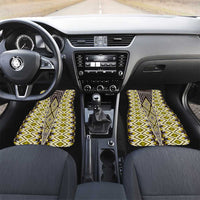 Yellow Aotearoa Tukutuku and Poutama Motif Car Mats LT03 Set 2pcs - Front Yellow - Polynesian Pride