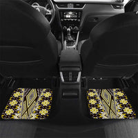 Yellow Aotearoa Tukutuku and Poutama Motif Car Mats LT03 Set 2pcs - Back Yellow - Polynesian Pride