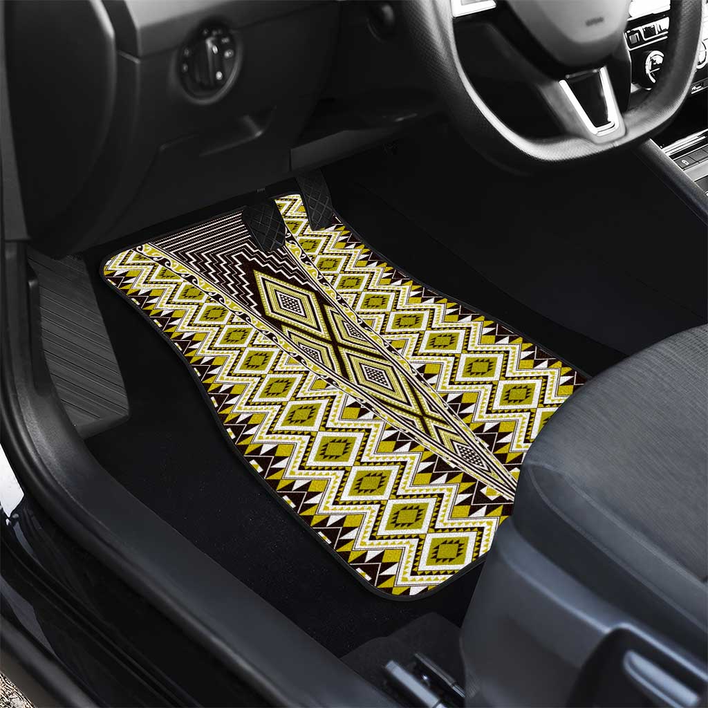 Yellow Aotearoa Tukutuku and Poutama Motif Car Mats LT03 - Polynesian Pride