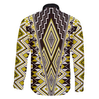 Yellow Aotearoa Tukutuku and Poutama Motif Family Matching Summer Maxi Dress and Hawaiian Shirt LT03 - Polynesian Pride
