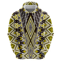 Yellow Aotearoa Tukutuku and Poutama Motif Hoodie