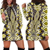 Yellow Aotearoa Tukutuku and Poutama Motif Hoodie Dress LT03 - Polynesian Pride
