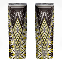Yellow Aotearoa Tukutuku and Poutama Motif Skinny Tumbler LT03 Yellow - Polynesian Pride