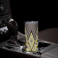 Yellow Aotearoa Tukutuku and Poutama Motif Skinny Tumbler LT03 - Polynesian Pride