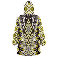 Yellow Aotearoa Tukutuku and Poutama Motif Wearable Blanket Hoodie LT03 - Polynesian Pride