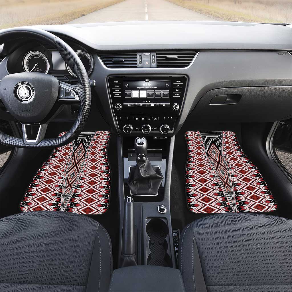 Red Aotearoa Tukutuku and Poutama Motif Car Mats