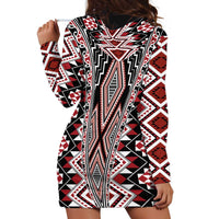 Red Aotearoa Tukutuku and Poutama Motif Hoodie Dress LT03 - Polynesian Pride