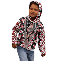 Red Aotearoa Tukutuku and Poutama Motif Kid Hoodie LT03 - Polynesian Pride