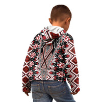 Red Aotearoa Tukutuku and Poutama Motif Kid Hoodie LT03 - Polynesian Pride