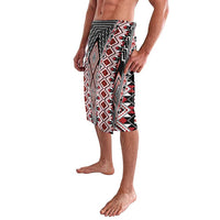 Red Aotearoa Tukutuku and Poutama Motif Lavalava