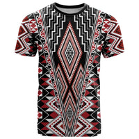 Red Aotearoa Tukutuku and Poutama Motif T Shirt LT03 Red - Polynesian Pride