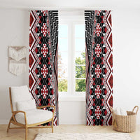 Red Aotearoa Tukutuku and Poutama Motif Window Curtain LT03 - Polynesian Pride