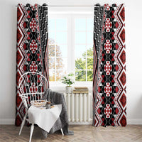 Red Aotearoa Tukutuku and Poutama Motif Window Curtain LT03 - Polynesian Pride