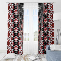 Red Aotearoa Tukutuku and Poutama Motif Window Curtain LT03 - Polynesian Pride