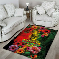 Hawaiian Reggae Area Rug Tropical Plants and Tribal Kakau Tattoo-One Love Jawaiian LT03 - Polynesian Pride