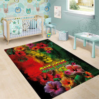 Hawaiian Reggae Area Rug Tropical Plants and Tribal Kakau Tattoo-One Love Jawaiian LT03 - Polynesian Pride