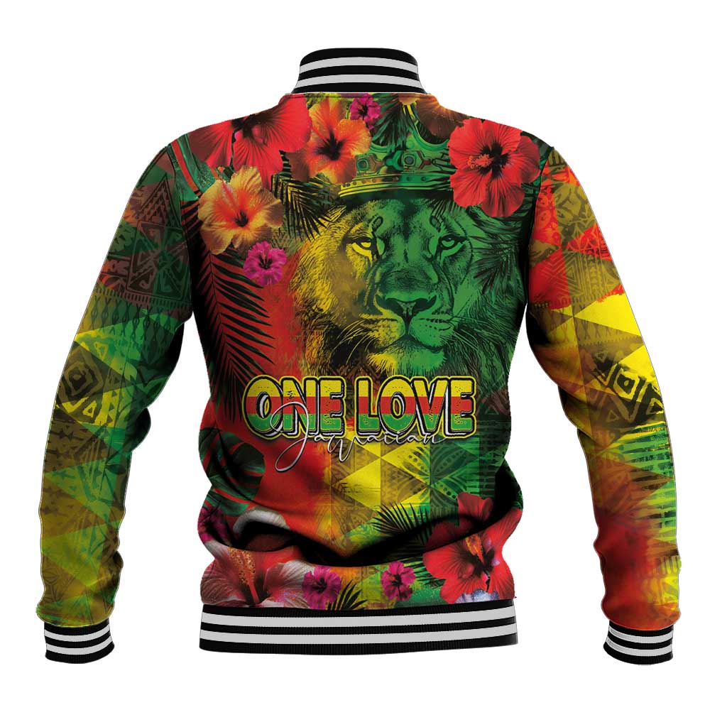 Hawaiian Reggae Baseball Jacket Tropical Plants and Tribal Kakau Tattoo-One Love Jawaiian LT03 - Polynesian Pride