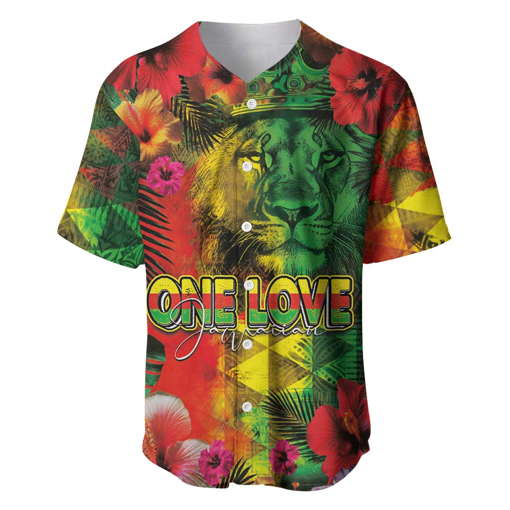 Hawaiian Reggae Baseball Jersey Tropical Plants and Tribal Kakau Tattoo-One Love Jawaiian LT03 Reggae - Polynesian Pride