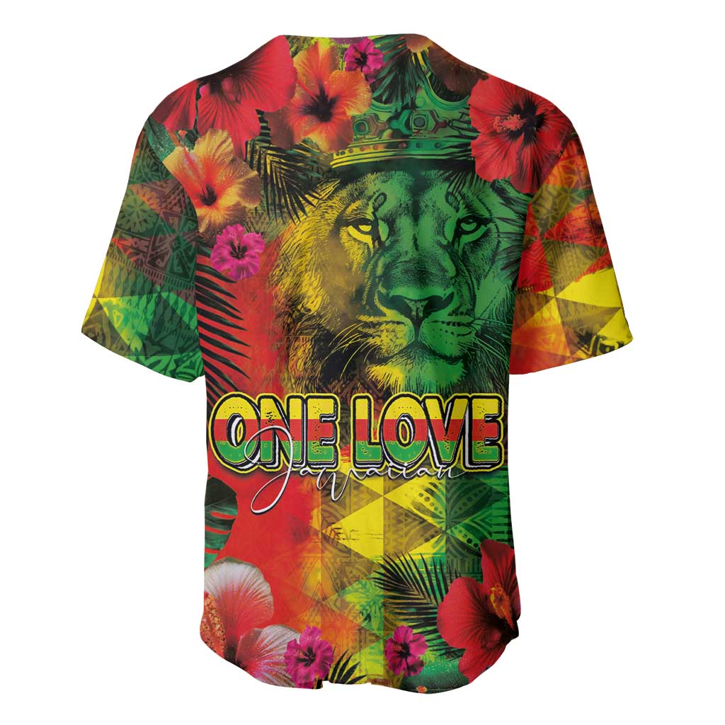 Hawaiian Reggae Baseball Jersey Tropical Plants and Tribal Kakau Tattoo-One Love Jawaiian LT03 - Polynesian Pride