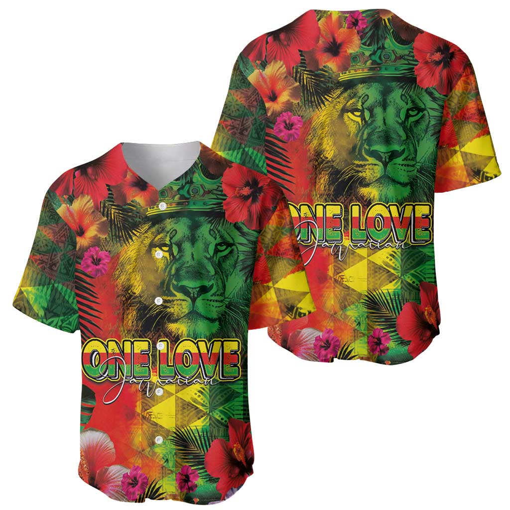Hawaiian Reggae Baseball Jersey Tropical Plants and Tribal Kakau Tattoo-One Love Jawaiian LT03 - Polynesian Pride