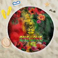 Hawaiian Reggae Beach Blanket Tropical Plants and Tribal Kakau Tattoo-One Love Jawaiian LT03 One Size 150cm Reggae - Polynesian Pride