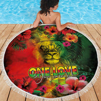 Hawaiian Reggae Beach Blanket Tropical Plants and Tribal Kakau Tattoo-One Love Jawaiian LT03 - Polynesian Pride