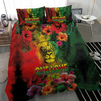 Hawaiian Reggae Bedding Set Tropical Plants and Tribal Kakau Tattoo-One Love Jawaiian LT03 - Polynesian Pride