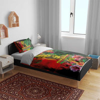 Hawaiian Reggae Bedding Set Tropical Plants and Tribal Kakau Tattoo-One Love Jawaiian LT03 - Polynesian Pride