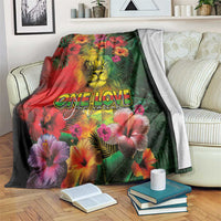 Hawaiian Reggae Blanket Tropical Plants and Tribal Kakau Tattoo-One Love Jawaiian LT03 Reggae - Polynesian Pride