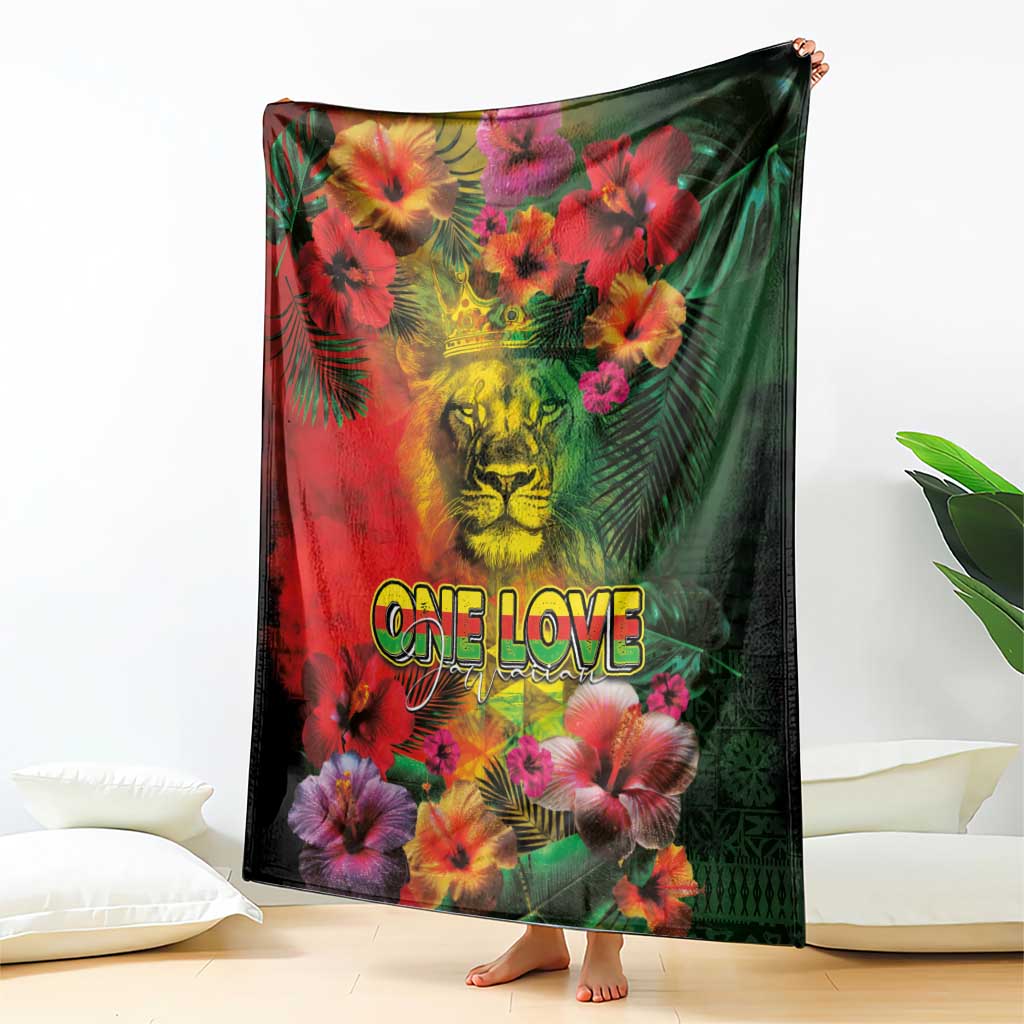 Hawaiian Reggae Blanket Tropical Plants and Tribal Kakau Tattoo-One Love Jawaiian LT03 - Polynesian Pride
