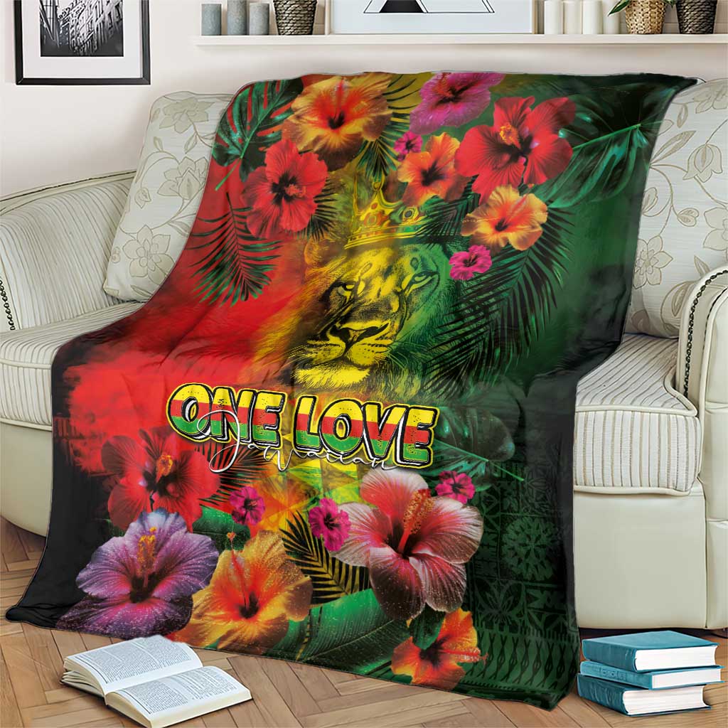 Hawaiian Reggae Blanket Tropical Plants and Tribal Kakau Tattoo-One Love Jawaiian LT03 - Polynesian Pride