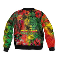 Hawaiian Reggae Bomber Jacket Tropical Plants and Tribal Kakau Tattoo-One Love Jawaiian LT03 - Polynesian Pride