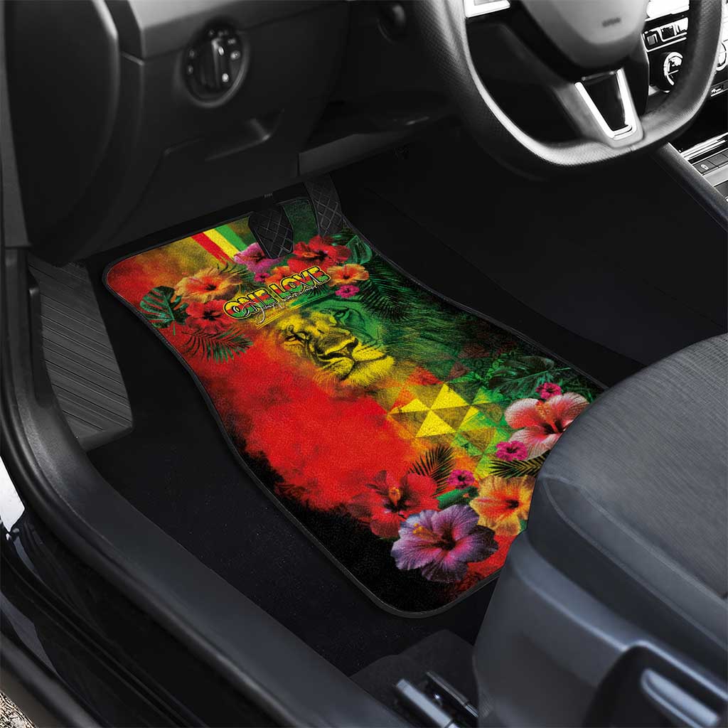 Hawaiian Reggae Car Mats Tropical Plants and Tribal Kakau Tattoo-One Love Jawaiian LT03 - Polynesian Pride