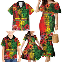 Hawaiian Reggae Family Matching Mermaid Dress and Hawaiian Shirt Tropical Plants and Tribal Kakau Tattoo-One Love Jawaiian LT03 - Polynesian Pride