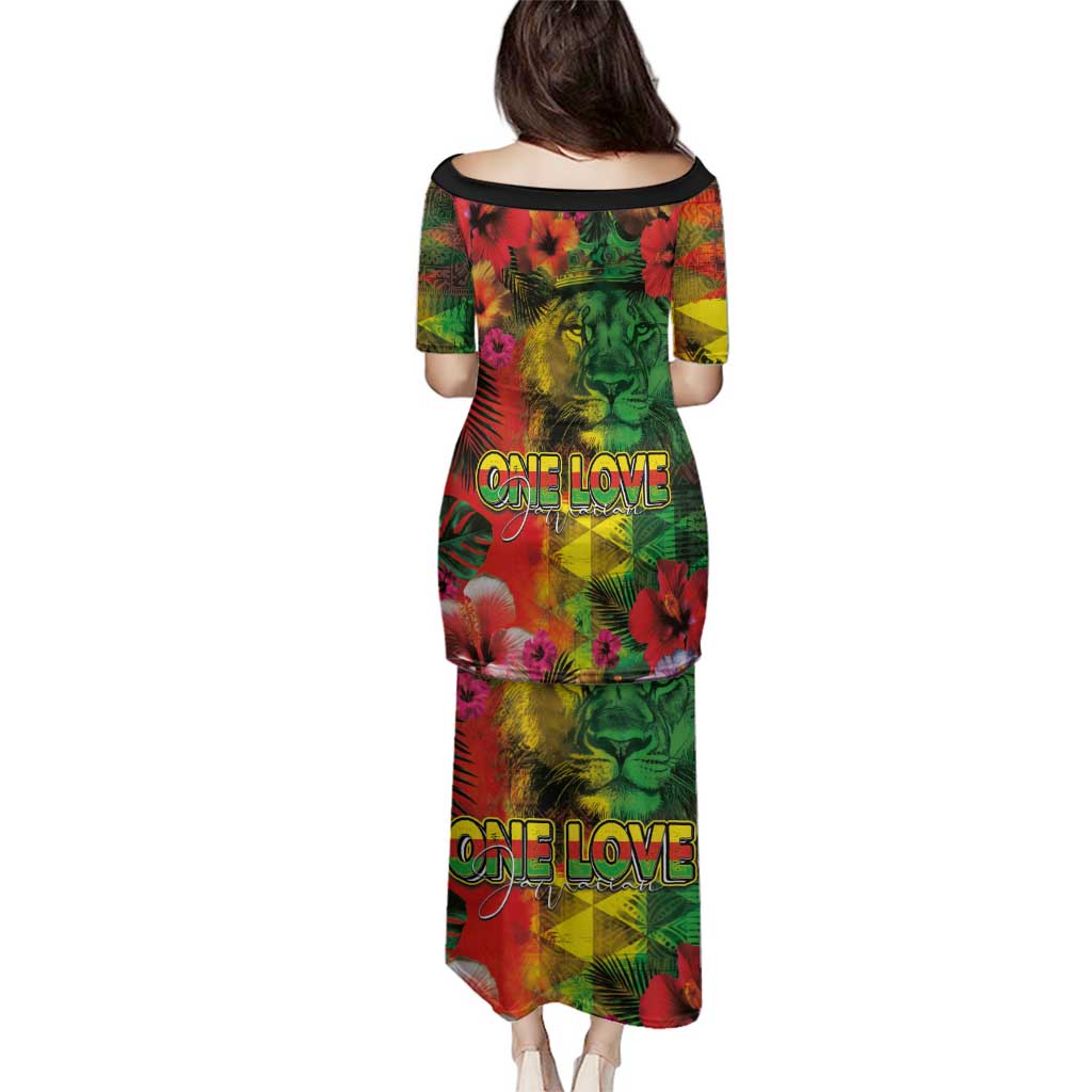 Hawaiian Reggae Family Matching Puletasi and Hawaiian Shirt Tropical Plants and Tribal Kakau Tattoo-One Love Jawaiian LT03 - Polynesian Pride