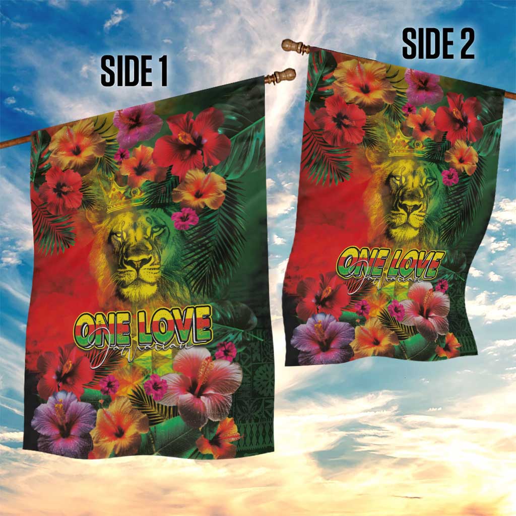 Hawaiian Reggae Garden Flag Tropical Plants and Tribal Kakau Tattoo-One Love Jawaiian LT03 - Polynesian Pride